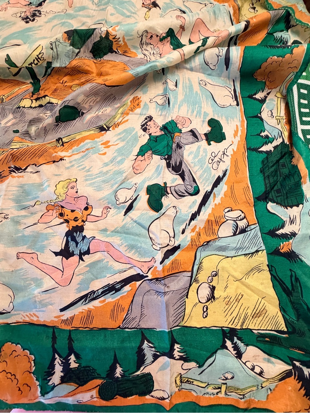 Rare Vintage 1940s Al Capp Li’l Abner Silk Scarf Sadie Hawkins - Picture 3 of 15